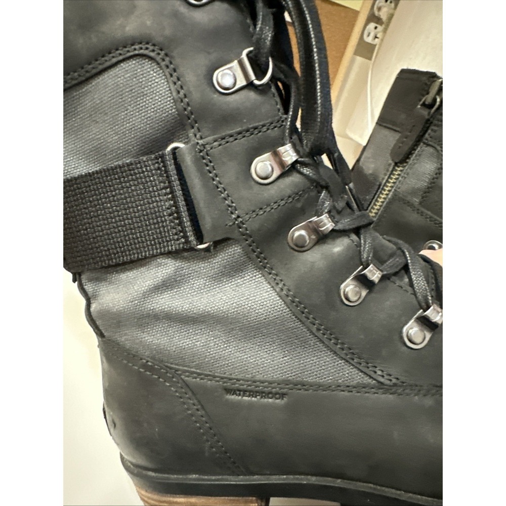SOREL Emelie Conquest Leather Waterproof Black Combat Boots Women's Sz 10 - Picture 6 of 10